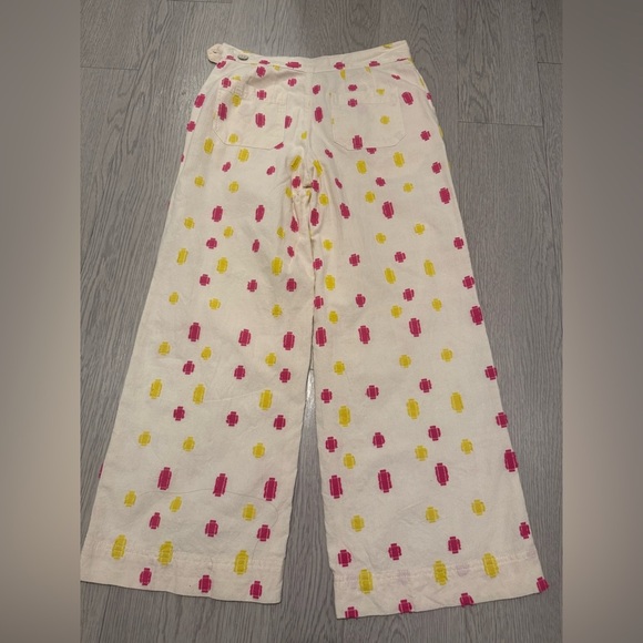 Anthropologie Cropped Clip Dot Trousers Wide Leg Size 0 - Picture 4 of 5